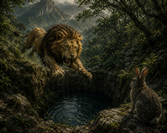 “El león y la liebre” una fábula del Panchatantra indio