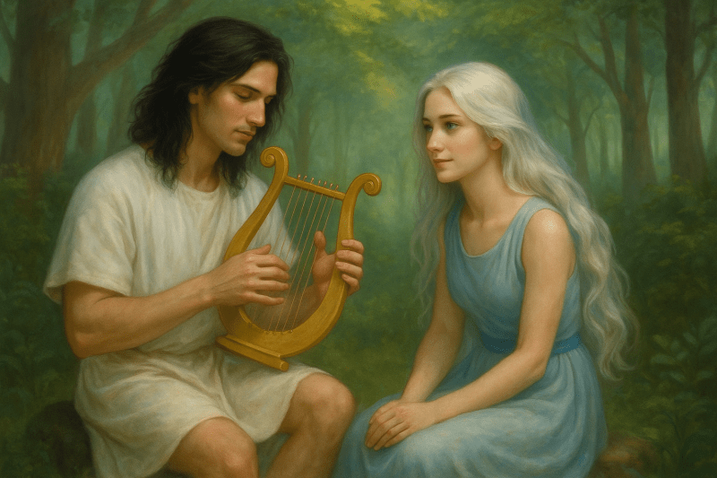 Eurídice y Orfeo, un trágico amor griego legendario.